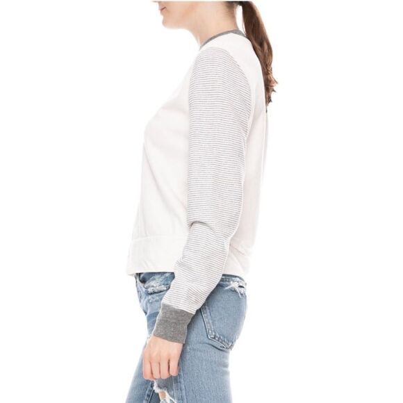 Monrow Striped Sleeve Sweatshirt - Picture 1 of 9